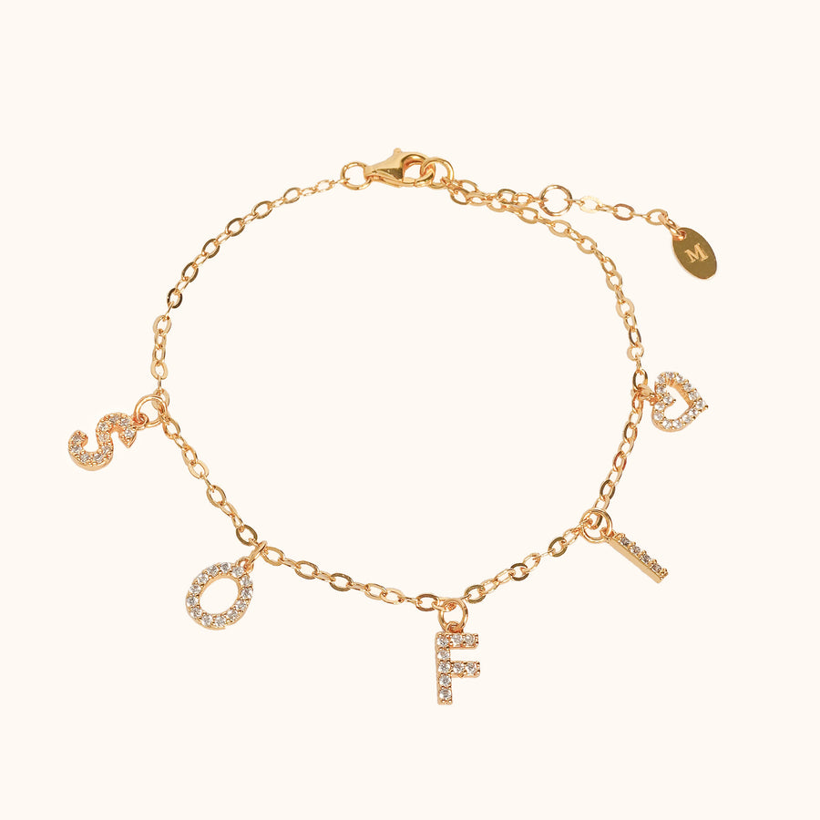 Gold Vermeil Pave Letter Bracelet