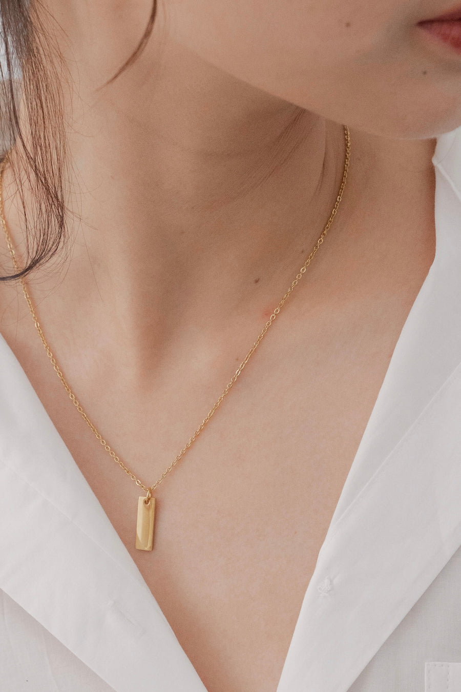 Engravable Gold Tag Necklace