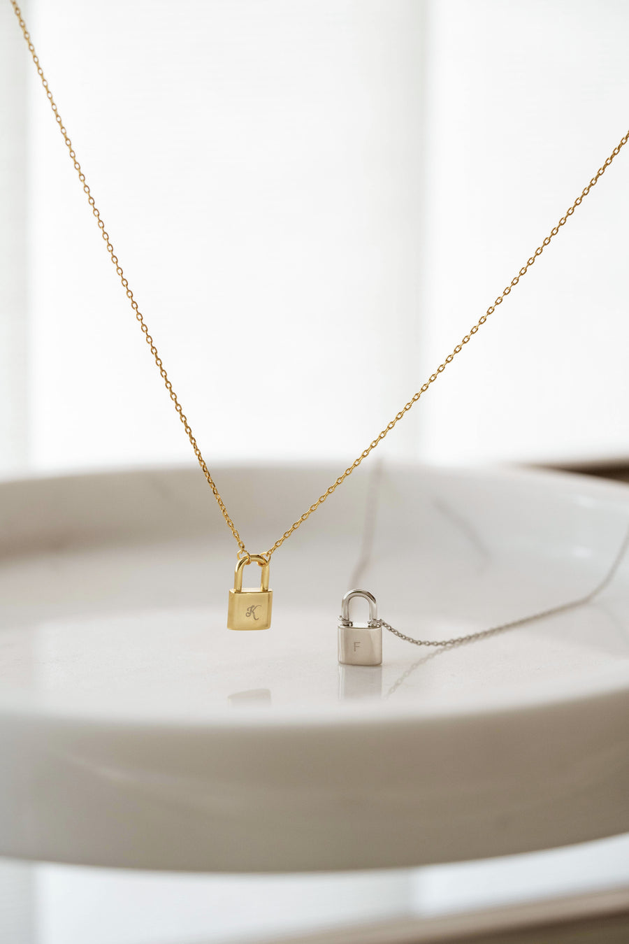 Gold Vermeil Engravable Lock Necklace