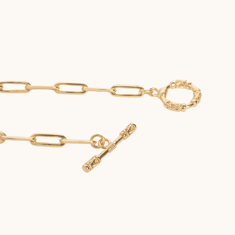 Gold Vermeil Pave Letter Cable Chain Bracelet