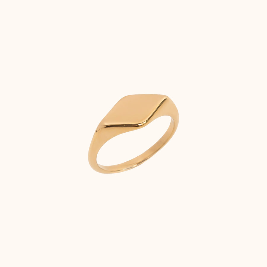 Engravable Gold Geometric Signet Ring