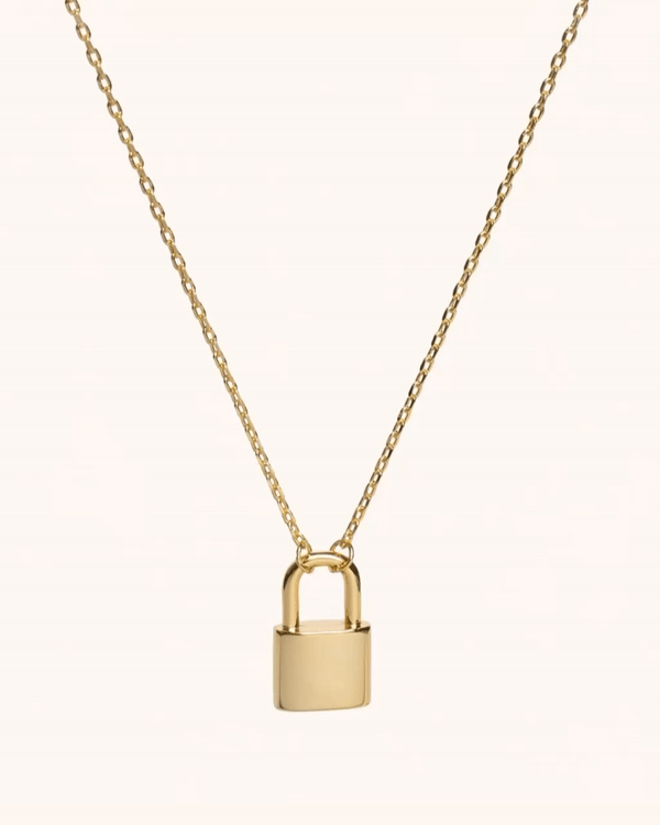 Gold Vermeil Engravable Lock Necklace