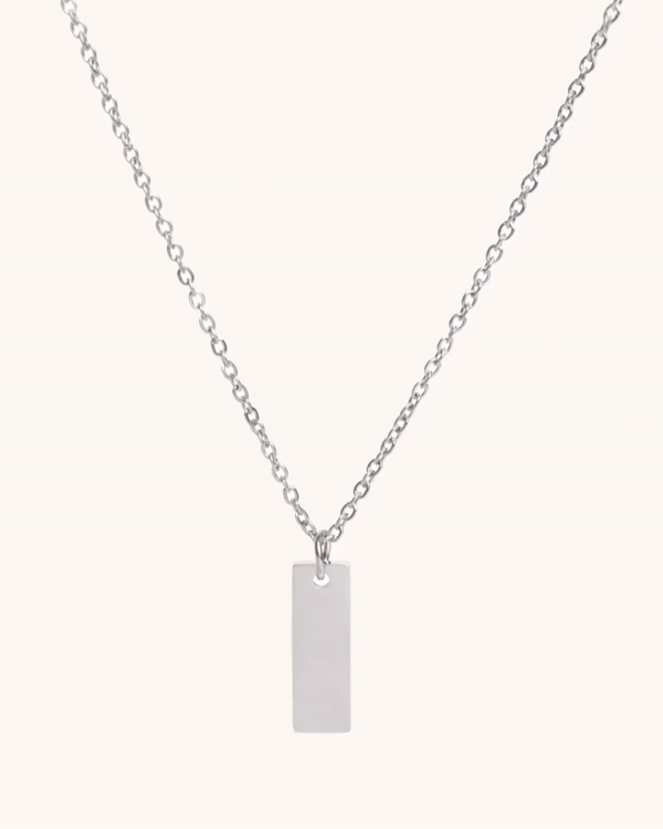 Engravable Silver Tag Necklace