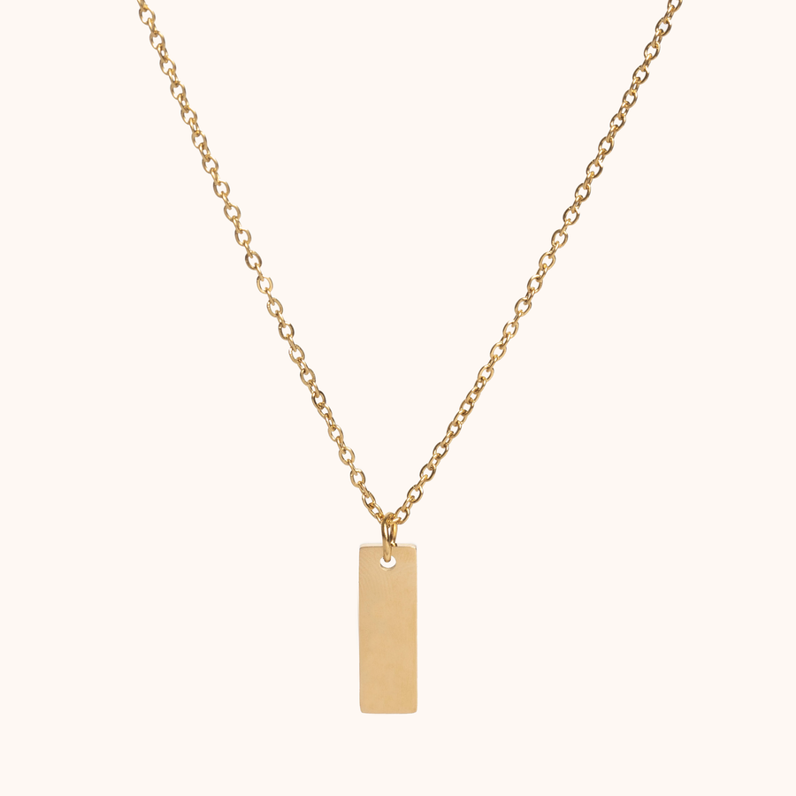 Engravable Gold Tag Necklace