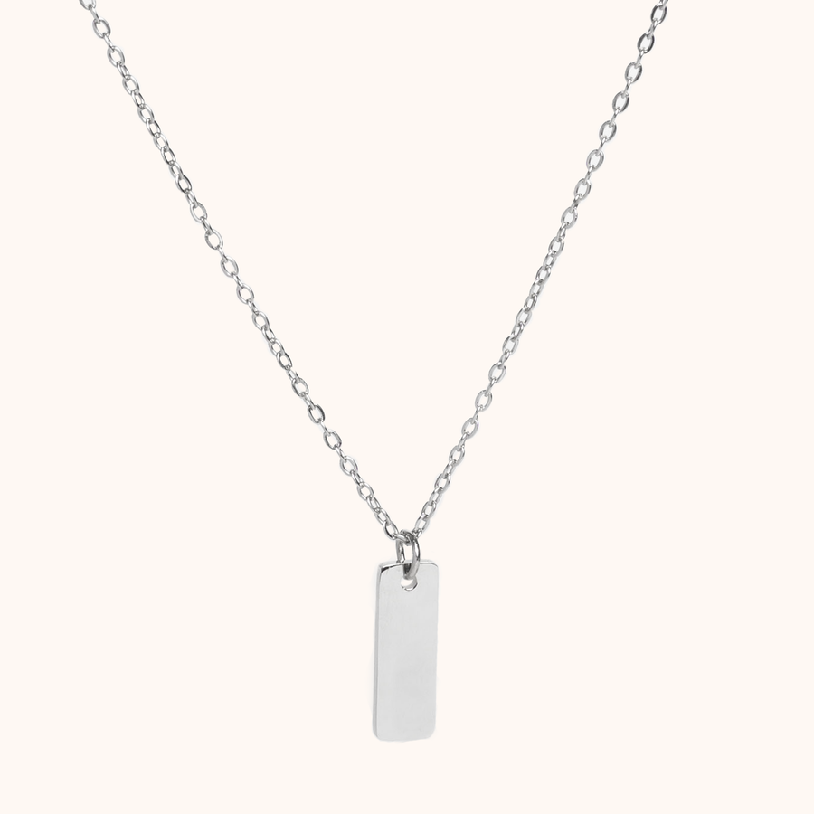 Engravable Silver Tag Necklace