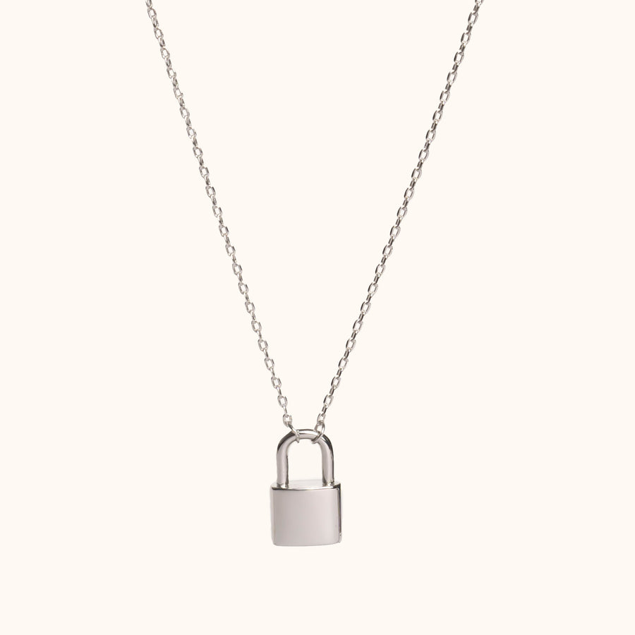 925 Sterling Silver Engravable Lock Necklace
