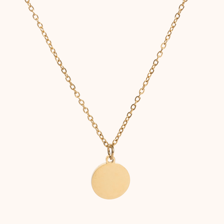 Engravable Gold Round Necklace