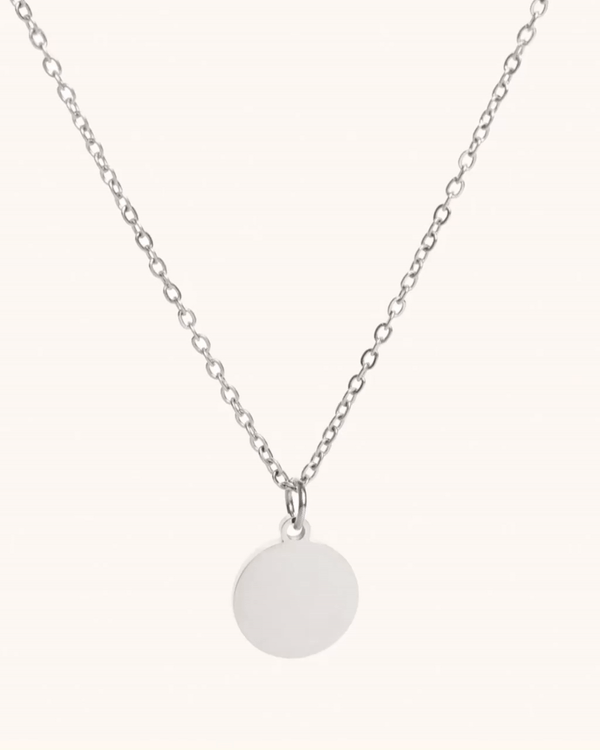 Engravable Silver Round Necklace
