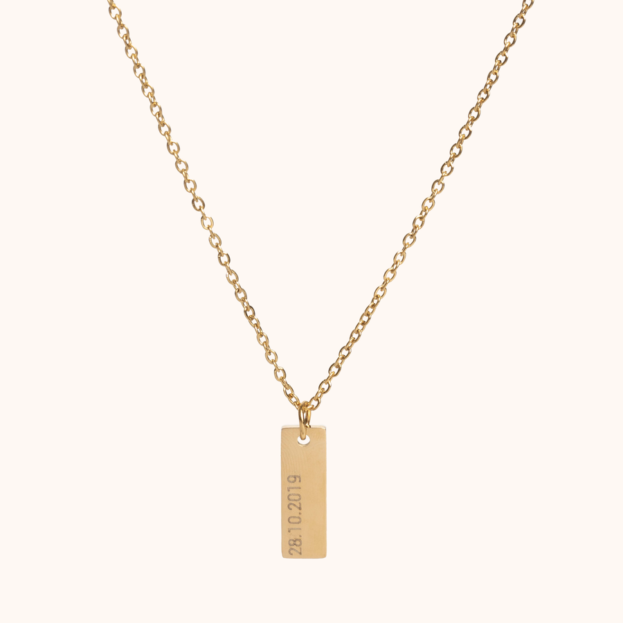 Engravable Gold Tag Necklace