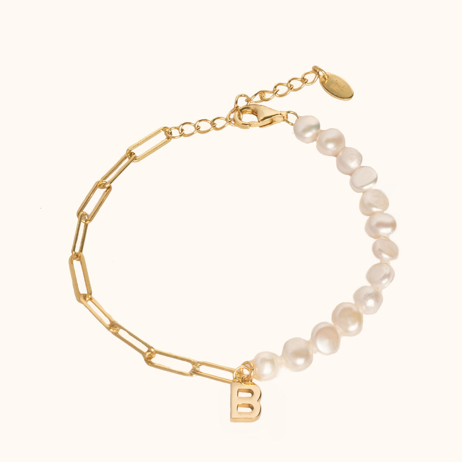 Savi Baroque Pearl Personalised Letter Bracelet