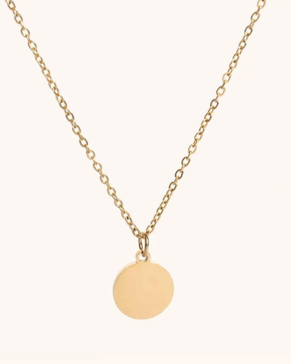 Engravable Gold Round Necklace